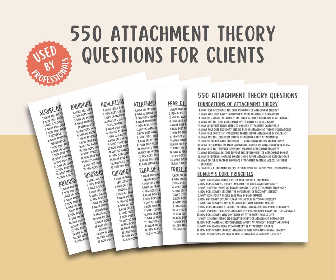 550 Attachment Theory Questions, Couples Therapy Worksheets ...