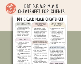 Cheatsheet DBT DEAR MAN, werkblad communicatie, gids copingvaardigheden, maatschappelijk werker, gids conflictoplossing, zelfhulpbron