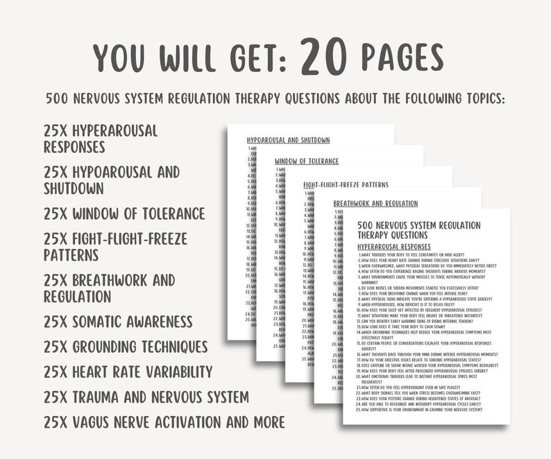 Nervous System Regulation, Trauma Healing Workbook, Somatic Therapy ...