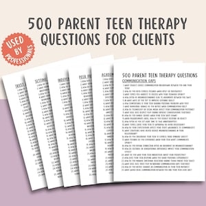 Parent Teen Therapy Questions, family therapy workbook, communication journal, teen mental health tool, bonding prompts, emotional support