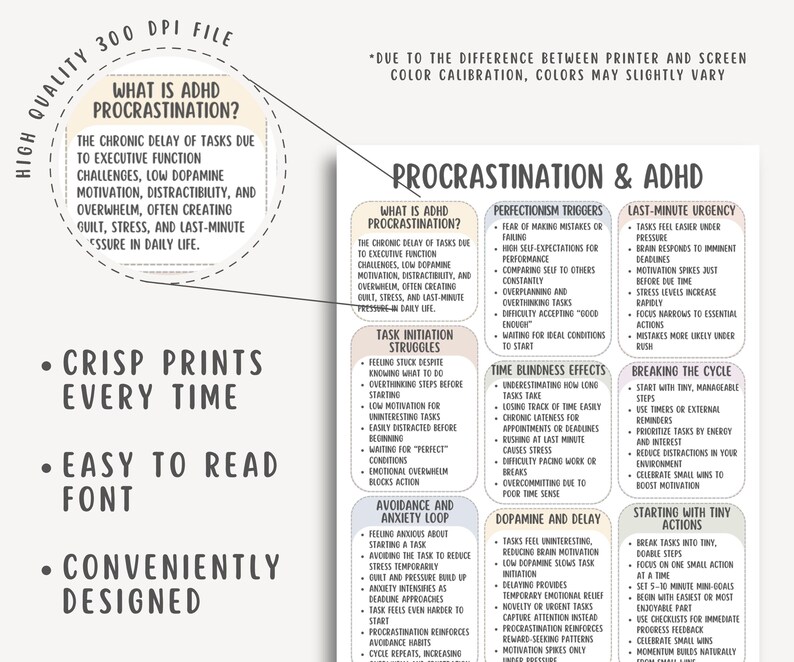 Procrastination Tips For ADHD, ADHD Focus Strategies, ADHD Time Management, Adhd Productivity Hacks, Attention Deficit Task Planning Guide
