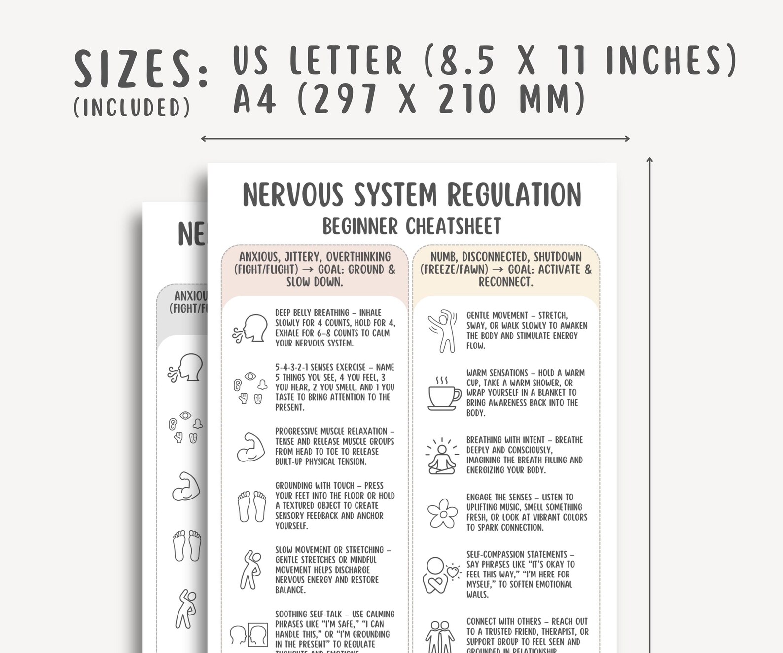 Soothing Sysystem Nervous System Regulation Cheatsheet, Stress Relief Guide, Self ...
