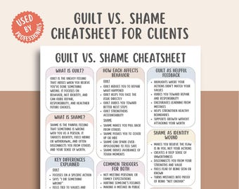 Guilt Vs Shame Guide, Emotional Healing Tools, Self Awareness Worksheet, Mental Health Printable, Healing Journey Support, Personal Growth