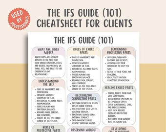 The IFS Guide 101 Cheatsheet, inner parts healing, self awareness worksheet, emotional regulation tool, inner harmony printable