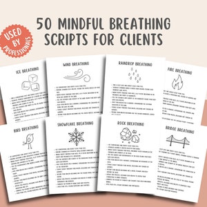 50 guiones de respiración consciente, meditación con guion, ejercicios de respiración, decoración de consultorios terapéuticos, rincón de la calma, gestión del comportamiento SEL