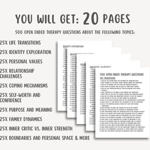 Open Ended Therapy Questions, client conversation prompts, mental health handout, reflection cards, counseling tool, talk therapy printable