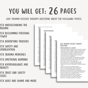 600 Trauma-Focused Therapy Questions, Trauma Healing Prompts, PTSD, Mental Health Worksheets, Shadow Work, Inner Child, EMDR Therapist Tools