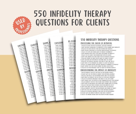 550 Infidelity Therapy Questions, Affair Recovery, Marriage Counseling, Trust Rebuilding, Relationship Healing, Couples Therapy Workbook