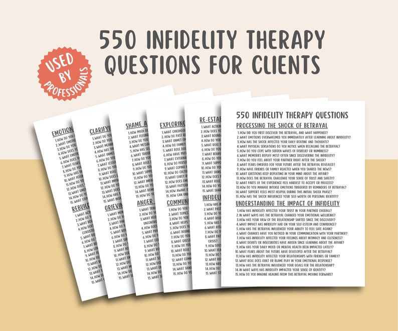 550 Infidelity Therapy Questions, Affair Recovery, Marriage Counseling, Trust Rebuilding, Relationship Healing, Couples Therapy Workbook