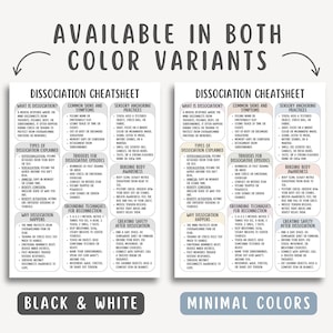 Dissociation Cheatsheet, Trauma Recovery Tool, Grounding Techniques, Mental Health Printable, Therapy Resource, Mind Body Awareness Guide