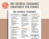 DBT Distress Tolerance Skills Cheat Sheet PDF, Therapy Worksheet, Mental Health Tool, Coping Skills Guide, Printable Self Help Decor