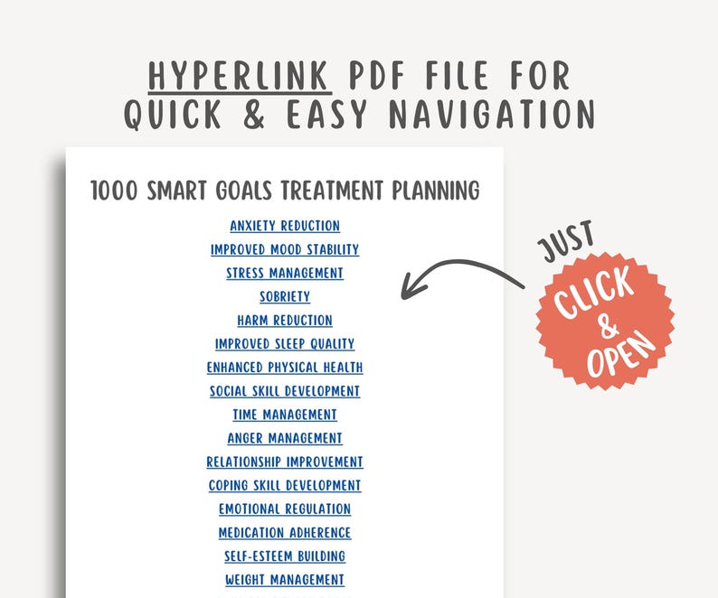 1000 Smart Goals Therapy Treatment Planning Guide, Therapy Intervention ...