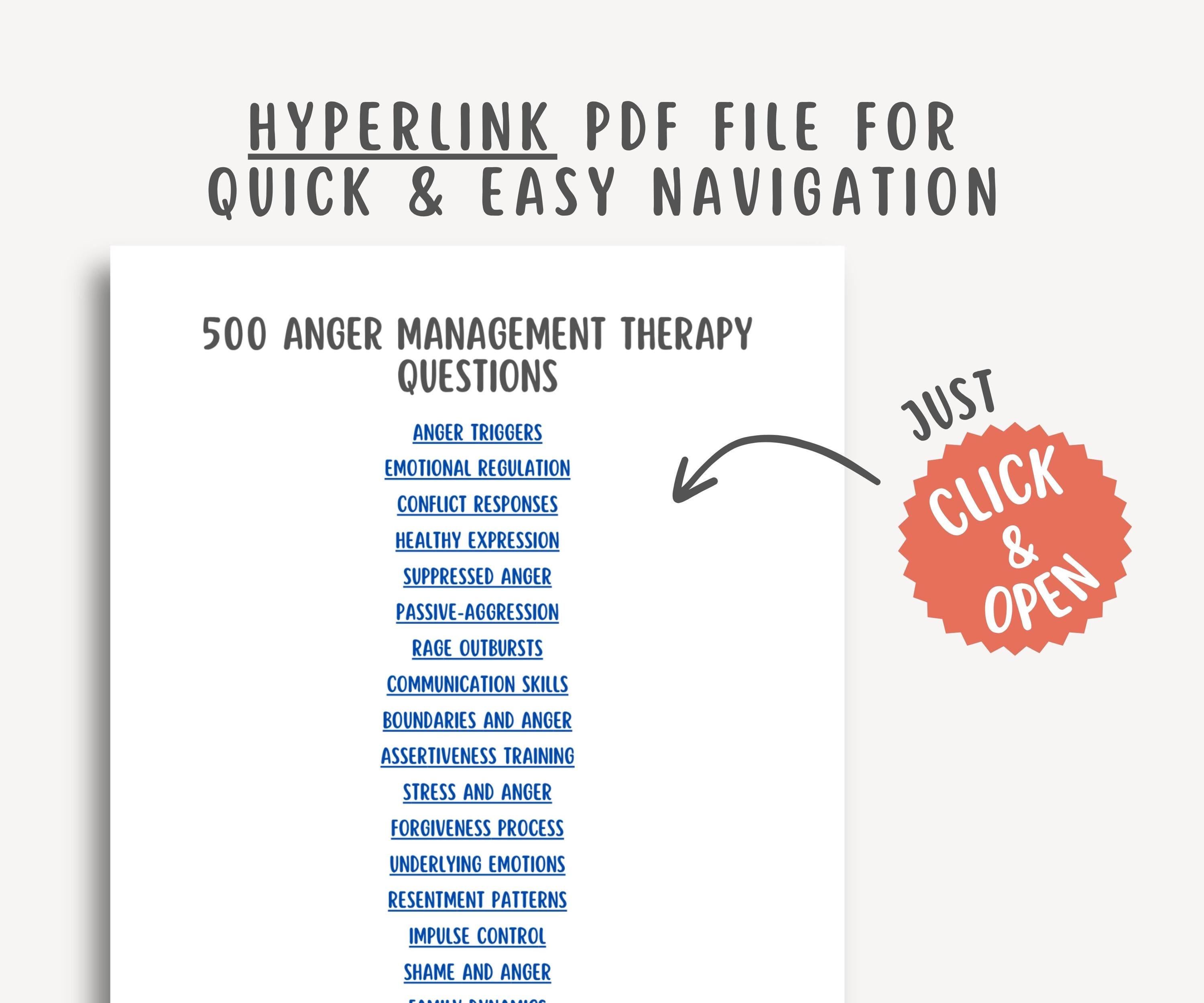 500 Anger Management Therapy Questions, Mental Health Journal, Coping ...