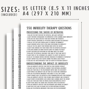 550 Infidelity Therapy Questions, Affair Recovery, Marriage Counseling, Trust Rebuilding, Relationship Healing, Couples Therapy Workbook