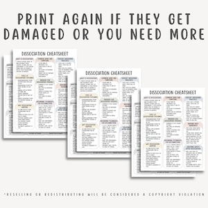 Dissociation Cheatsheet, Trauma Recovery Tool, Grounding Techniques, Mental Health Printable, Therapy Resource, Mind Body Awareness Guide
