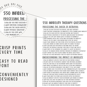 550 Infidelity Therapy Questions, Affair Recovery, Marriage Counseling, Trust Rebuilding, Relationship Healing, Couples Therapy Workbook