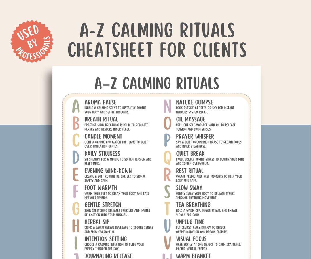 A–Z Calming Rituals Cheatsheet, Daily Calm Practices, Nervous System ...
