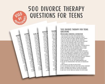 500 Divorce Therapy Questions for Teens, family change workbook, teen coping journal, separation support prompts, emotional healing guide
