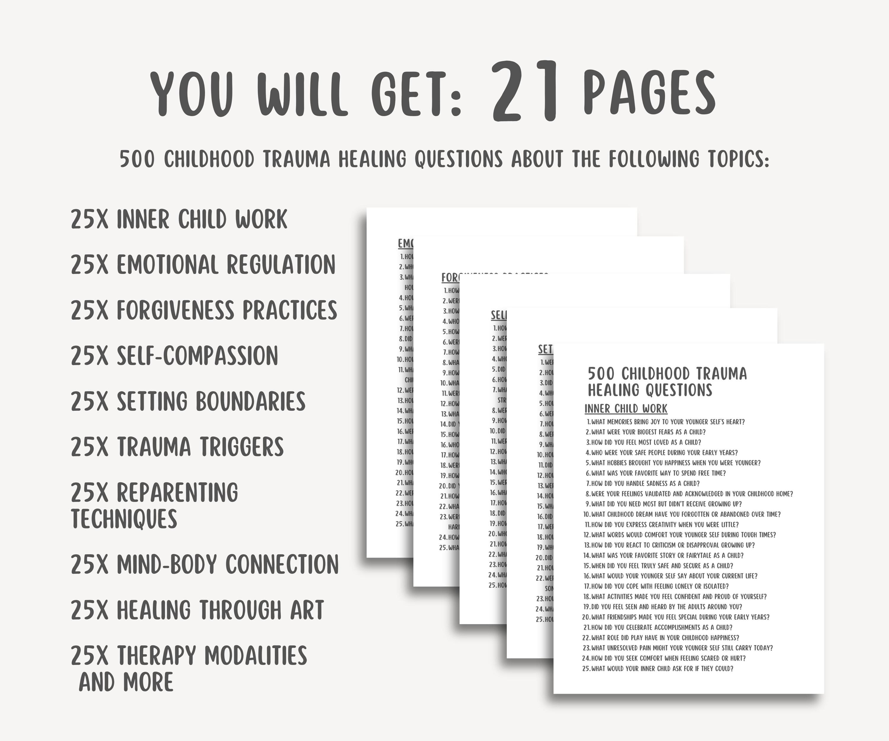 Inner Child Questions 500 Childhood Trauma Healing Questions, Inner Child Work, Emotional ...