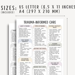 Trauma-informed care cheatsheet, therapist handout, trauma response chart, polyvagal reference, somatic tools, nervous system support, pdf