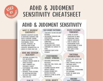ADHD Judgment Sensibilität Arbeitsblatt, druckbare Unterstützung für Sensitivitätspräferenz für soziale Ängste, Planer für emotionale Regulierung