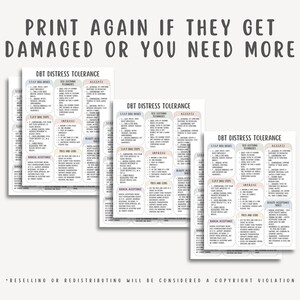 DBT Distress Tolerance Skills Cheat Sheet PDF, Therapy Worksheet, Mental Health Tool, Coping Skills Guide, Printable Self Help Decor