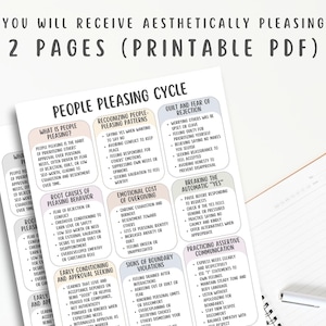 People Pleasing Cycle Cheatsheet, Boundary Setting Guide, Self Worth Workbook, Emotional Awareness, Codependency Recovery, Personal Growth