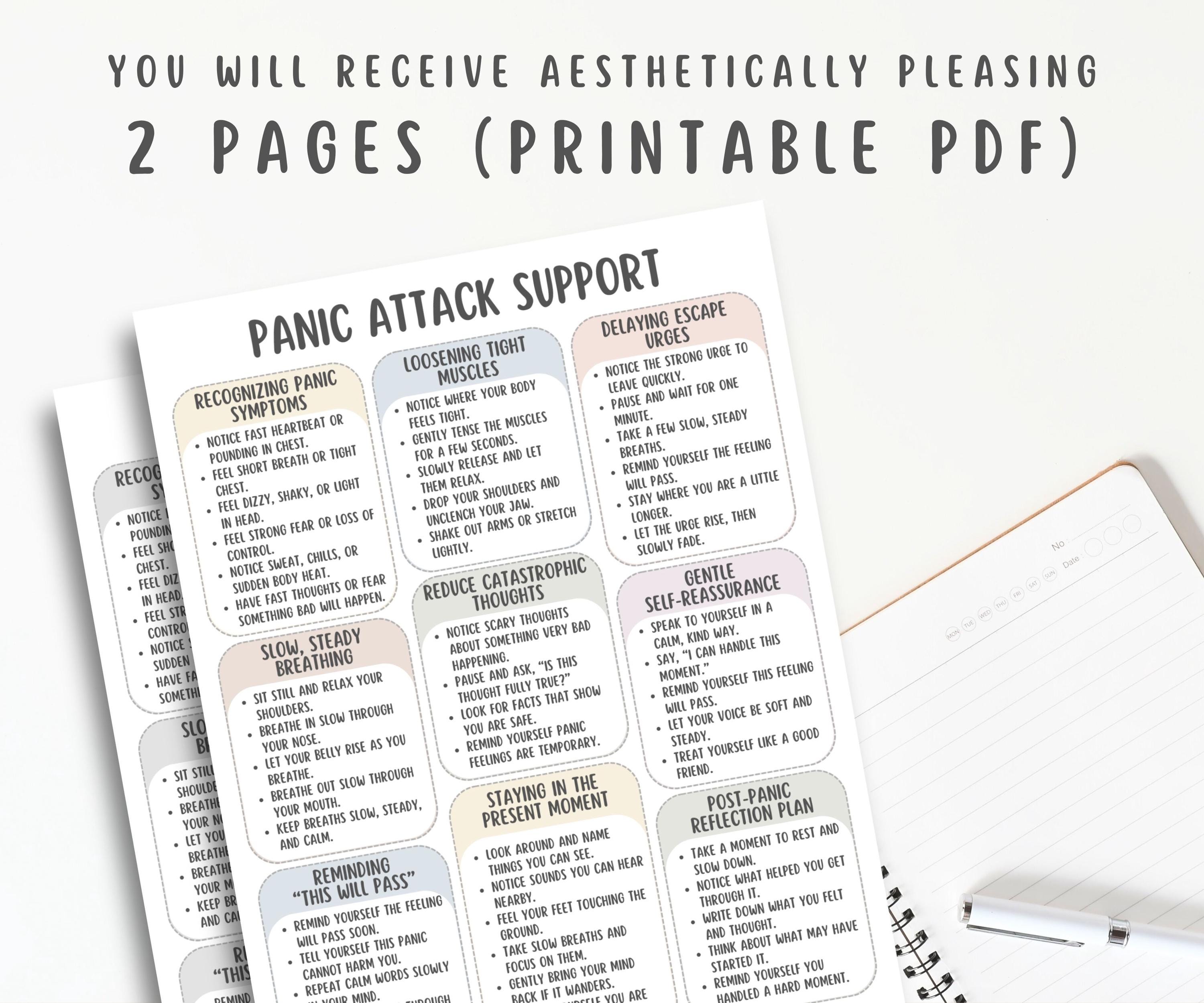 Panic Attack Support Cheatsheet, Anxiety Relief Printable, Calm Down ...