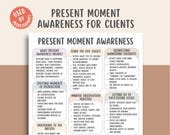 Present Moment Awareness Cheatsheet, Mindfulness Practice Tools, Staying Present Skills, Anxiety Relief Printable, Grounding Exercises Guide