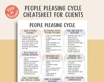People Pleasing Cycle Cheatsheet, Boundary Setting Guide, Self Worth Workbook, Emotional Awareness, Codependency Recovery, Personal Growth