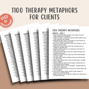 1100 Therapie Metaphern Bündel, Therapie Eingriffe Spickzettel Sätze Visualisierungskarten IFS Therapie AKT Ratgeber Sokratische Fragen