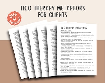 1100 Therapy Metaphors Bundle, Therapy Interventions Cheat Sheet Phrases Visualization Cards IFS Therapy ACT Counselor Socratic Questions