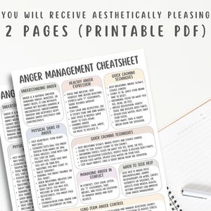 Anger Management Cheatsheet, Emotional Regulation, Mental Health Printable, Self Regulation Tool, Anger Coping Worksheet, Guide for Adults