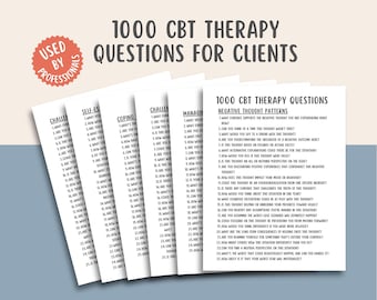 1000 CBT Therapy Questions, Cognitive Behavioral Therapy Resources, Therapy Interventions, Negative Thought Patterns, Self Esteem Worksheets