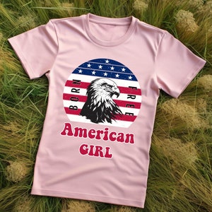 American girl tee, all american girl shirt, american girl gift, born free eagle, american girl birthday, 4th july, vintage USA flag t-shirt