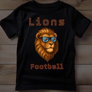 Lions Football Shirt, Lion With Sunglasses Reflecting Football Ball, Lions Game Day Shirt, Football Fan Gift, Lions Shirt, College Spirit