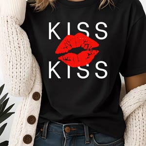 Kiss Shirt, Sexy Kiss Red Lips Shirt, Hot Girl Tee, Night Party Tee, Sexy Shirt For Her, Disco Shirt, Vintage Sexy Shirt, Sexy Gift For Her
