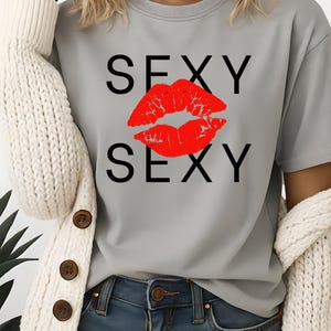 Sexy Shirt, Sexy Red Lips Shirt, Hot Girl Tee, Night Party Tee, Sexy Shirt For Her, Disco Shirt, Vintage Sexy Shirt, Sexy Gift For Her