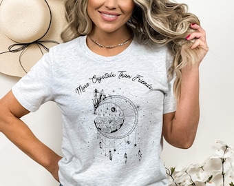 More Crystals Than Friends Funny Crystal T-Shirt, Practical Magic Witchy Gifts Mystical Shirt Witchy Aesthetic Crystal Confetti Witchy Stuff