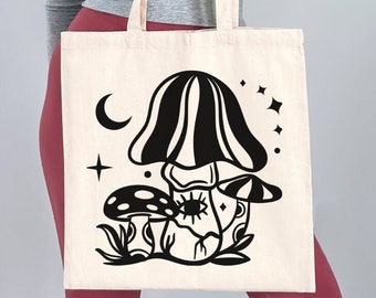 Psychadelic Hippie Mushroom Canvas Tote Bag