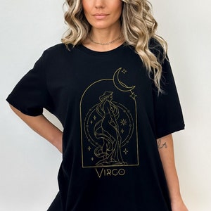 Zodiac Goddess T-Shirt, Personalized Zodiac Sign Shirt, Witchy Clothing, Birth Month Astrology Gift, Custom Astrology Tee, Tarot Aesthetic