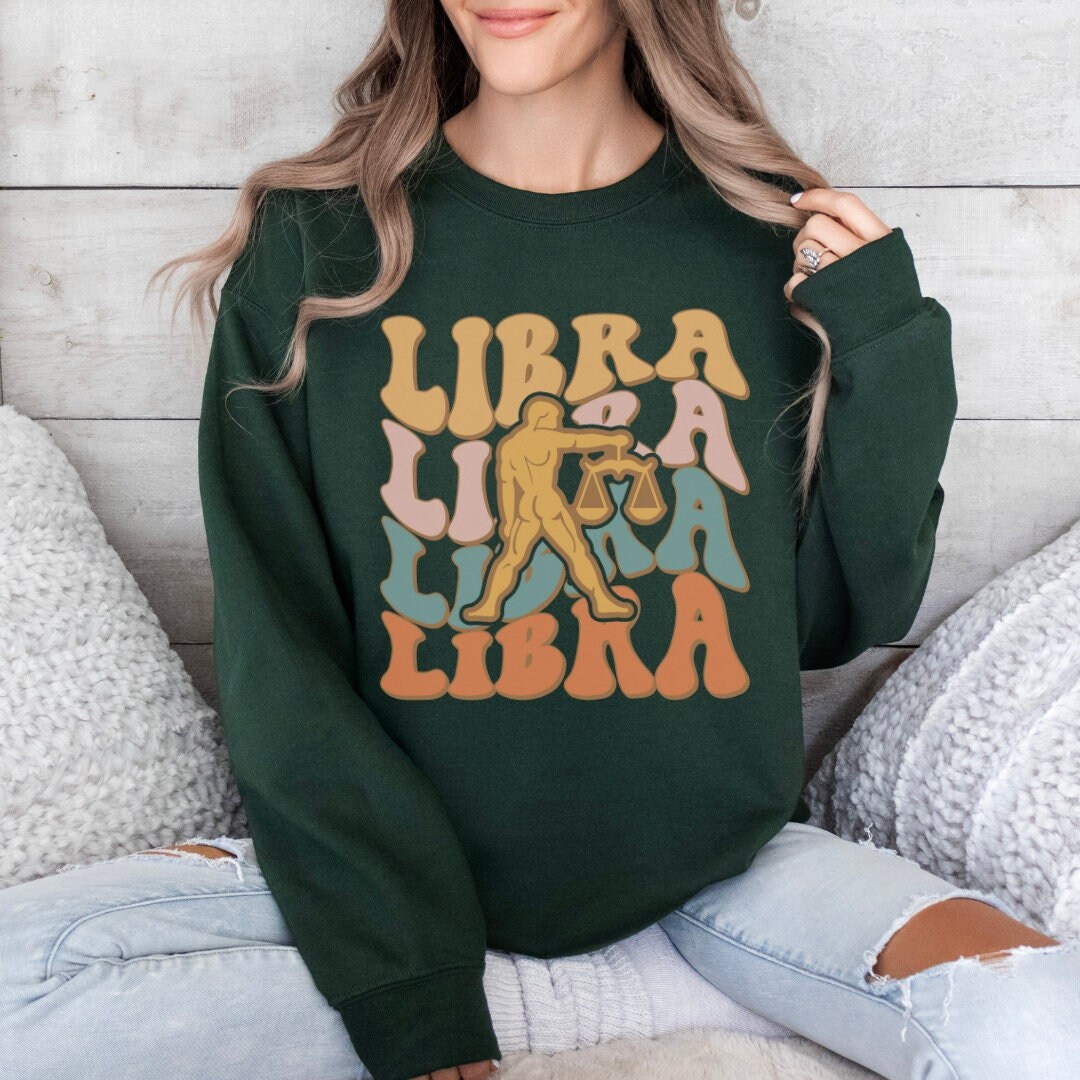 Libra Retro Libra Retro Pastel Zodiac Sign Sweatshirt ~ Choose Green or Black ...