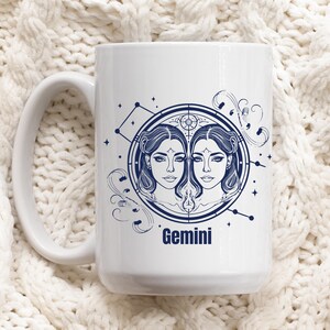 Taza del zodiaco Géminis Taza de té de café personalizada Astrología caprichosa Regalo de San Valentín Regalo de cumpleaños fresco Mujeres Hija Mejor amiga