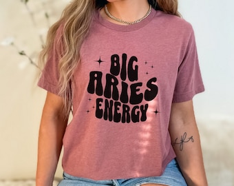 Big Zodiac Energy Shirt, Personalized Astrology Shirt, Groovy Zodiac Sign Gift for Her, Witchy Clothing, Witchy T-Shirt, Zodiac Gift, Stars
