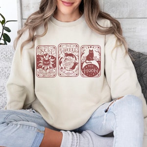 Rueda de la Fortuna Sol y Luna Tarot Suéter Divertido Gato Mamá Regalo Sudadera Celestial Presente Hermana Mejor Amiga Esposa Mamá Crazy Cat Lady