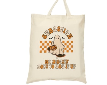 Benutzerdefinierte Süßes Oder Saures Halloween Tasche Für Kinder Geist Süßes oder Saures Süßigkeitstasche Personalisierte Süßes oder Saures Tote Kinder Halloween Tasche mit Namen