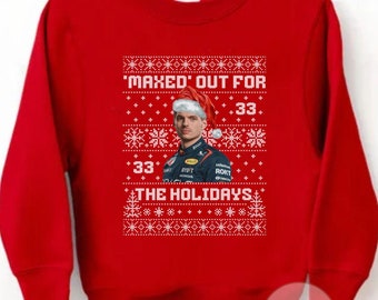 Funny Youth Christmas Ugly Sweater, Formula One Racing Crewneck, Holiday Jumper Shirt, Kids Xmas Pullover, Fan Gift F1 Max Ver Christmas Tee