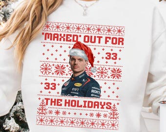 Adult Ugly F1 Christmas Sweater Formula One Racing Crewneck Holiday Jumper F1 Xmas Pullover Fan Gift F1 Hilarious Gift Max Ver Christmas Tee