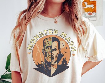 Retro Halloween Monster Mash Shirt Halloween Graphic Tee Vintage Monster Mash Shirt Halloween Costume Dracula Shirt Frankenstein Halloween