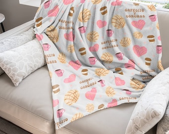 Cafecito Y Conchas Soft Velveteen Plush Blanket Mexican Bread Blanket Cute Pan Dulce Conchas Gift Hispanic Heritage Month Conchas And Coffee